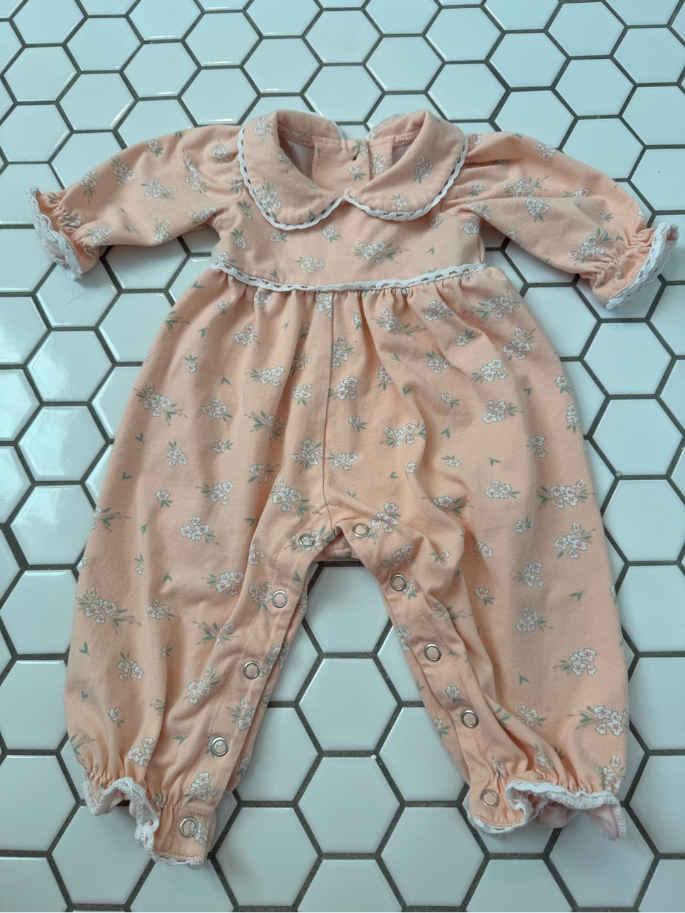EUC Shrimp and Grits Kids Peach Romper